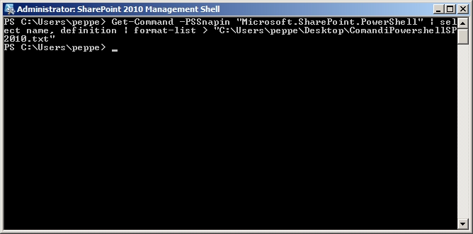 Come recuperare la lista dei comandi Powershell per SharePoint 2010