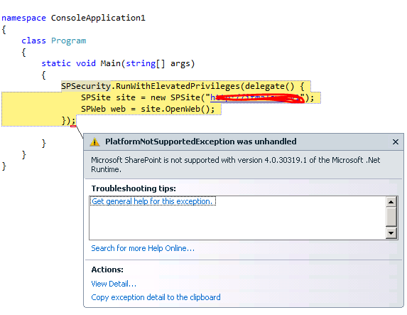 Microsoft SharePoint is not supported with version 4.0.30319.1 of the Microsoft .Net Runtime