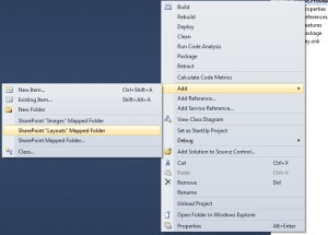 Visual Studio 2010 - SharePoint mapped folder menu