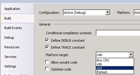 Cambiamento target platform a 64bit per applicazioni SharePoint 2010