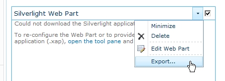 Come esportare la definizione di una web part in SharePoint 2010