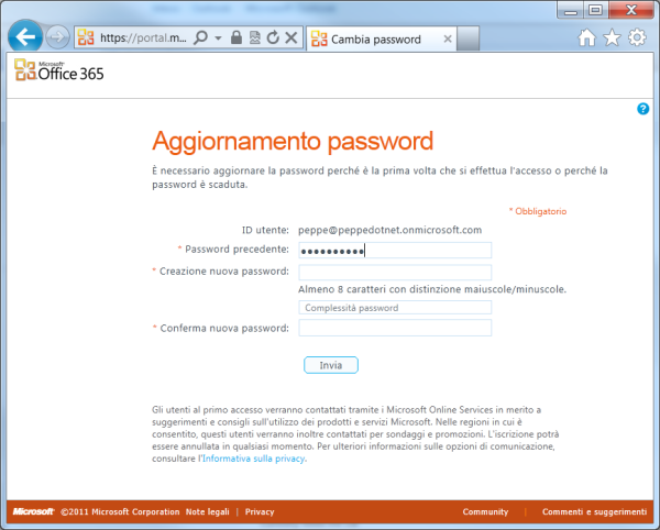 Modificare la modalità di scadenza della password di Office 365