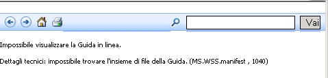 Impossibile visualizzare la guida in linea