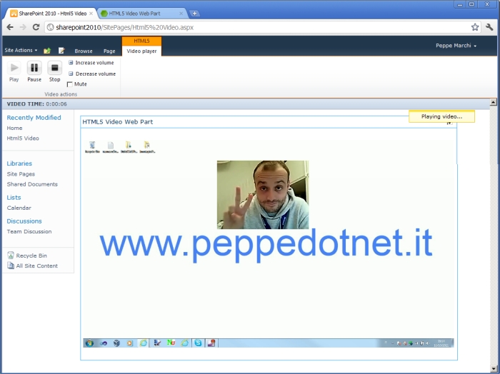 HTML5 Video Web Part per SharePoint 2010