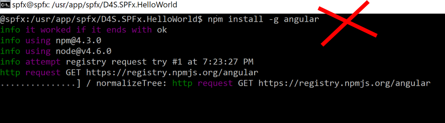 Da non fare: npm install senza il --save