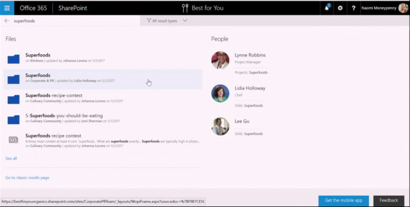 La nuova preview dei risultati di una ricerca in un Team Site SharePoint Online