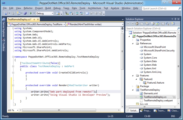 Visual Studio 11 for SharePoint Tip#5: deploy remoto