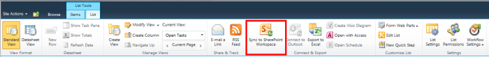 Sync to SharePoint Workspace Ribbon